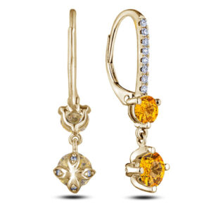 Yellow Sapphire and Diamond Dangle Earrings in Yellow Gold