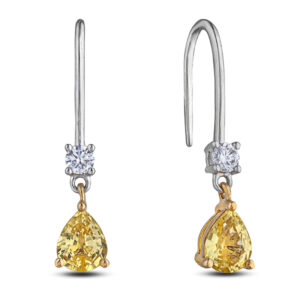 De Beers Forevemark Diamond and Pear Shape Yellow Sapphire Drop Earrings in 18K Gold