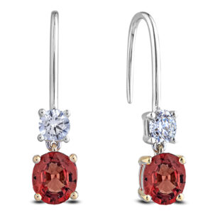 De Beers Forevemark Diamond and Padparadscha Color Orange Sapphire Drop Earrings in 18K Gold
