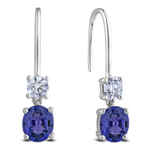 De Beers Forevemark Diamond and Ceylon Sapphire Drop Earrings in 18K Gold