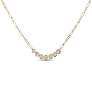 De Beers Forevermark Diamond Bezel Set Curved Necklace in 18K Yellow Gold