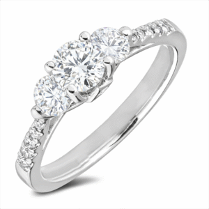 De Beers Forevermark Diamond And GIA Diamond Three Stone Engagement Ring in 18K Gold 1.20 Carat TW