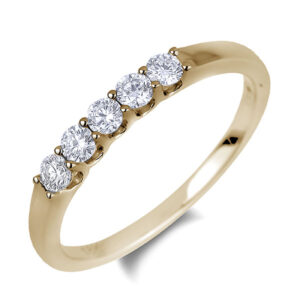 5 Stone Ladies Canadian Diamond Anniversary Ring in Yellow Gold