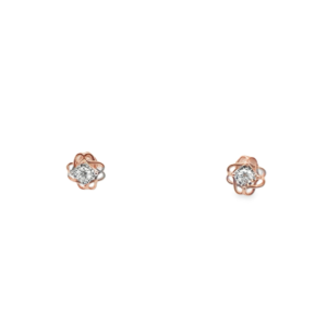 Canadian Diamond Flower Stud Earrings in 18K Rose Gold and White Gold