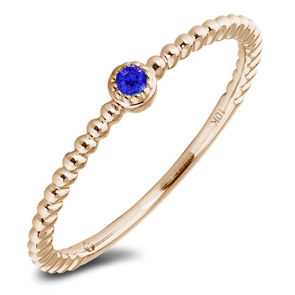 0.07 Carat Natural Sapphire Stackable Beaded Ring in Rose Gold Lugaro Jewellers