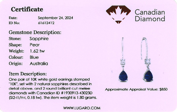 Pear Shape Diamond and Ceylon Sapphire Drop Earrings
