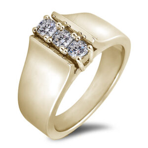 De Beers Forevermark Ideal Square Diamond 3 Stone Ring in 18K Yellow Gold