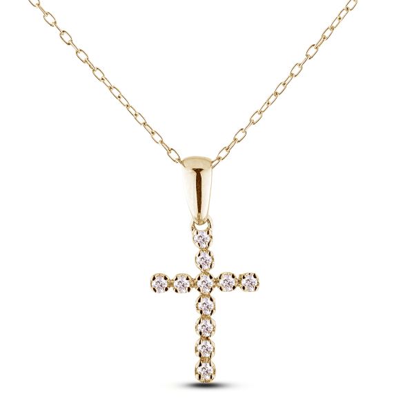 Canadian Diamond Cross Pendant In Yellow and White Gold