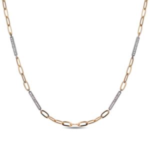 Canadian Diamond Paperclip Chain Necklace in Yellow and White Gold