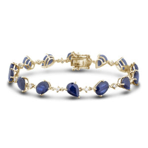 Sapphire and Canadian Diamond Bracelet in Yellow Gold | 12.67 CTW