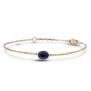 1 Carat Australian Sapphire Dainty Chain Bracelet in Yellow Gold