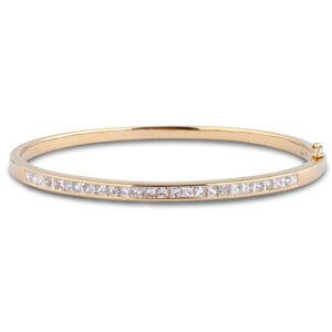 Channel Set Princess Cut Diamond Bangle in 14K Yellow Gold