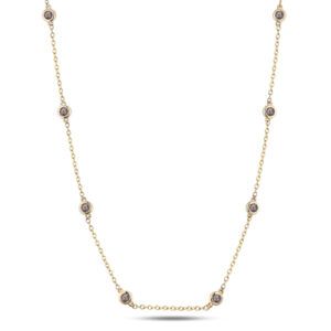 Canadian Coffee Diamond 10 Stone Bezel Necklace In Yellow Gold