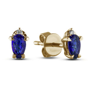 Pear Shaped Sapphire And Diamond Stud Earrings In Yellow Gold