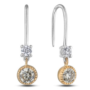 De Beers Forevermark Diamond Drop Milgrain Earrings in 18K Yellow & White Gold