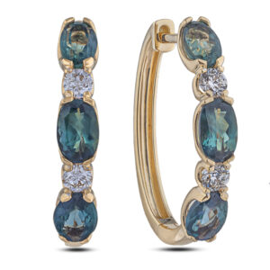 Brazilian Alexandrite and De Beers Forevermark Diamond Oval Hoop Earrings In 18K Yellow Gold