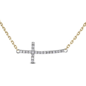 Canadian Diamond Horizontal Cross Pendant in Yellow Gold
