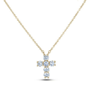 Canadian Diamond Cross Pendant in Yellow Gold 0.55 Carat TW