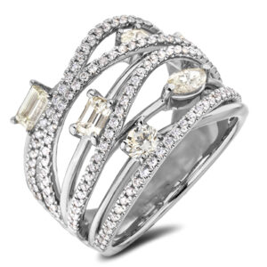Diamond Crossover Anniversary Ring in 18K White Gold