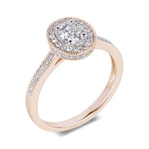 Oval Shape Canadian Diamond Engagement Ring With Hidden Diamond Detail In Yellow Gold