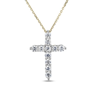 Canadian Diamond Cross Pendant In Yellow Gold 1.28 Carat TW
