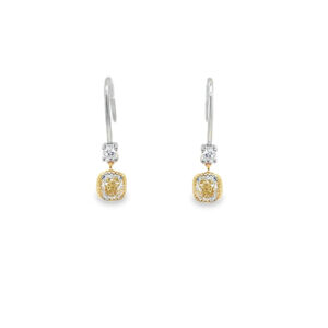De Beers Forevermark Diamond Drop Milgrain Earrings in 18K Yellow & White Gold
