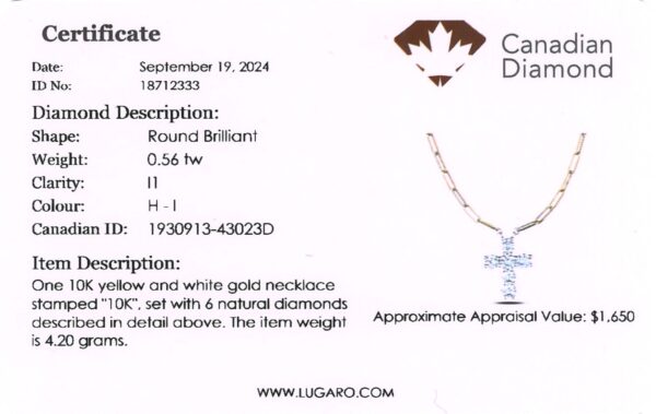 Canadian Diamond Cross Paperclip Necklace in Yellow & White Gold