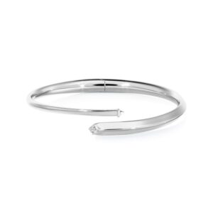 De Beers Forevermark Diamond Solitaire Avaanti Pavé Bypass Bangle in 18K White Gold