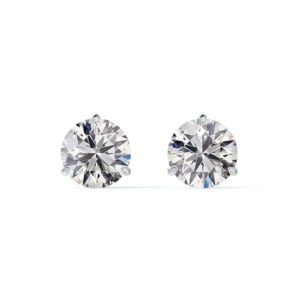 De Beers Forevermark Diamond Three Prong Stud Earrings in 18K White Gold