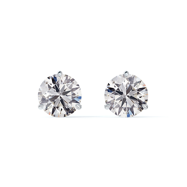 De Beers Forevermark Diamond Three Prong Stud Earrings in 18K White Gold