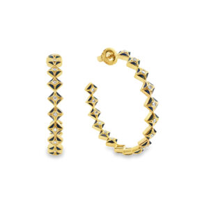 De Beers Forevermark Diamond Navy Icon 34mm Hoop Earrings in 18K Yellow Gold