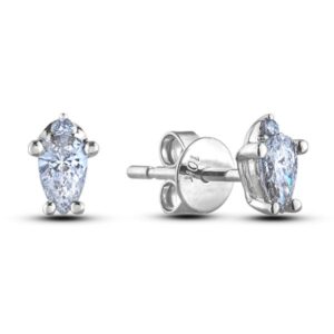 Pear Shaped Canadian Diamond Stud Earrings In White Gold