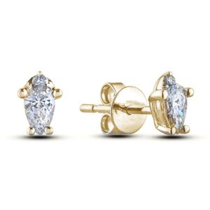 Pear Shaped Canadian Diamond Stud Earrings In Yellow Gold