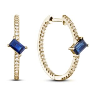 Australian Sapphire & Canadian Diamond Inside Out Hoop Earrings