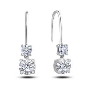 De Beers Forevermark Diamond Ideal Princess Cut Drop Earrings in 18K White Gold