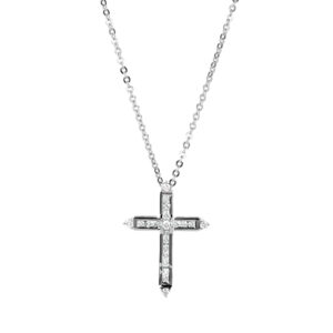 Channel Set Canadian Diamond Cross Pendant In White Gold