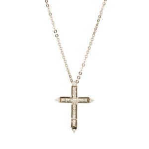 Channel Set Canadian Diamond Cross Pendant In Yellow Gold