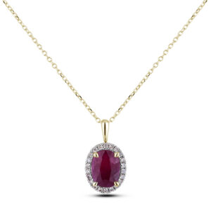 Ruby & Canadian Diamond Pendant in 14K Yellow Gold