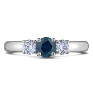 De Beers Forevermark and Sapphire Trilogy Ring in 18K White Gold
