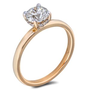 Dainty Solitaire Canadian Diamond Engagement Ring In Yellow Gold