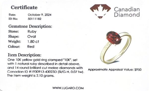Oval Ruby and Canadian Diamond Hidden Halo Ring in Yellow Gold