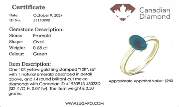 Oval Emerald and Canadian Diamond Hidden Halo Ring in Yellow Gold