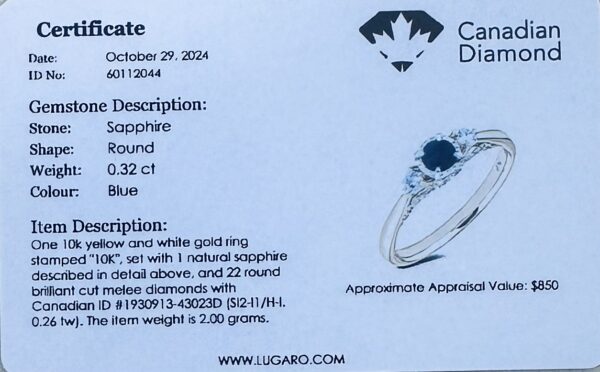 Sapphire and Canadian Diamond Miracle Setting 3-Stone Ring in Yellow Gold