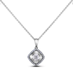 Miracle Setting Cushion Cut Canadian Diamond Halo Pendant in White Gold