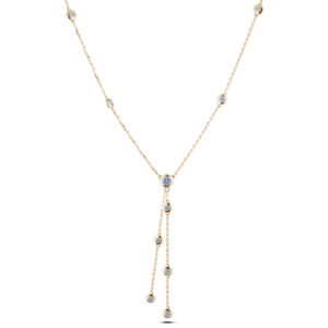Drop Necklace with Bezel Set Diamonds in 18K Yellow Gold