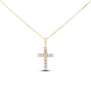 Dainty Diamond Cross Pendant In Yellow Gold
