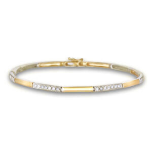 Canadian Diamond Bar Bracelet in White and Yellow Gold