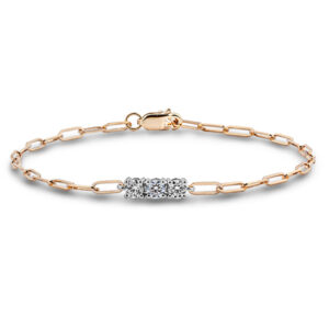 Canadian Diamond Bracelet With Paperclip Chain in Yellow Gold