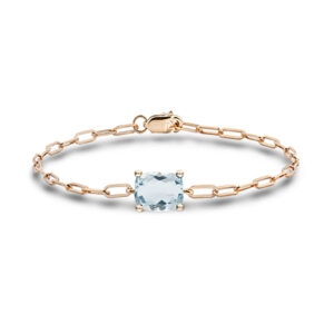Green Amethyst Paperclip Bracelet in Yellow Gold