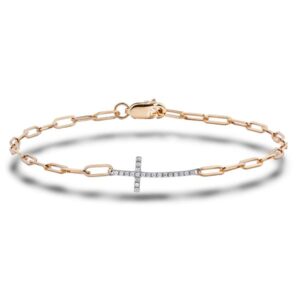 Canadian Diamond Paperclip Chain Cross Bracelet